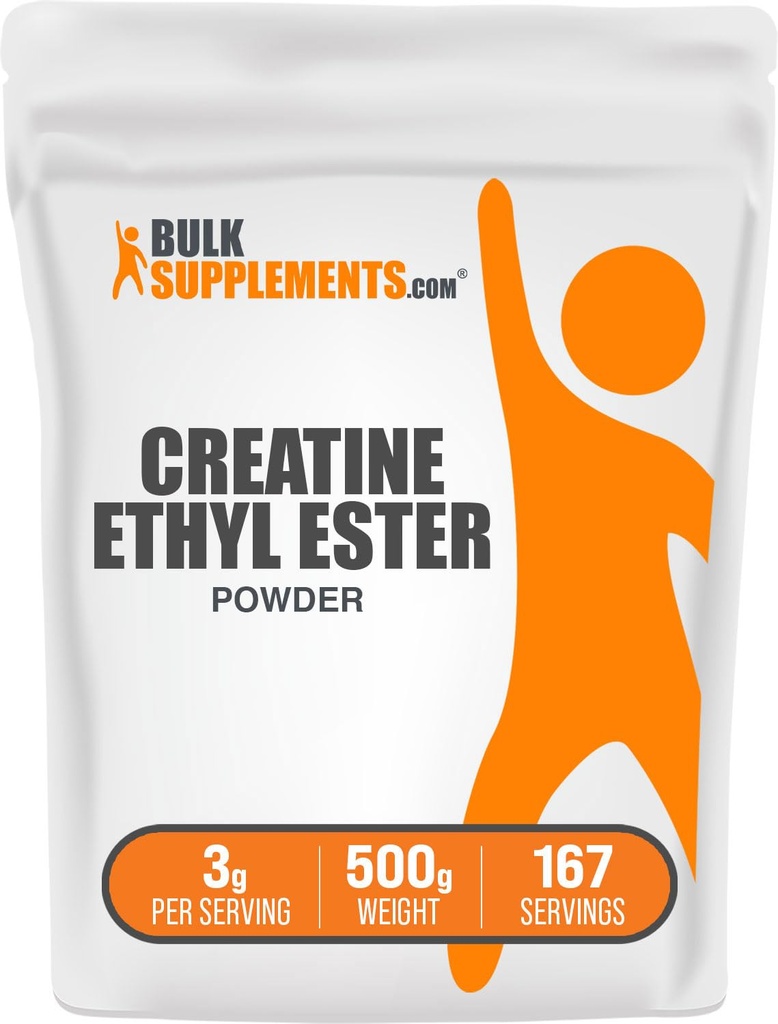 BulkSupplements.com Creatine Ethyl Ester HCl pulbere - Creatine Supplement, Creatine Ethyl Ester pulbere - Nearomated & Gluten Free, 3g per Serving, 500g (1.1 lbs) (Pachet de 1)