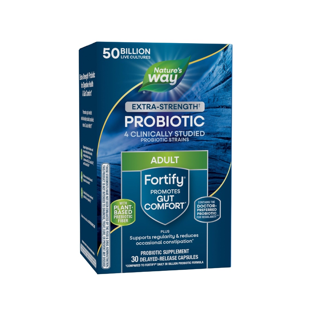 Natura's Way Extra Force (1) Fortifica Probiotic, Probiotice pentru Digestive Health, Prebiotice, 50 Miliarde de culturi vii, Digestive & Imune Health Support*, 30 Capsule