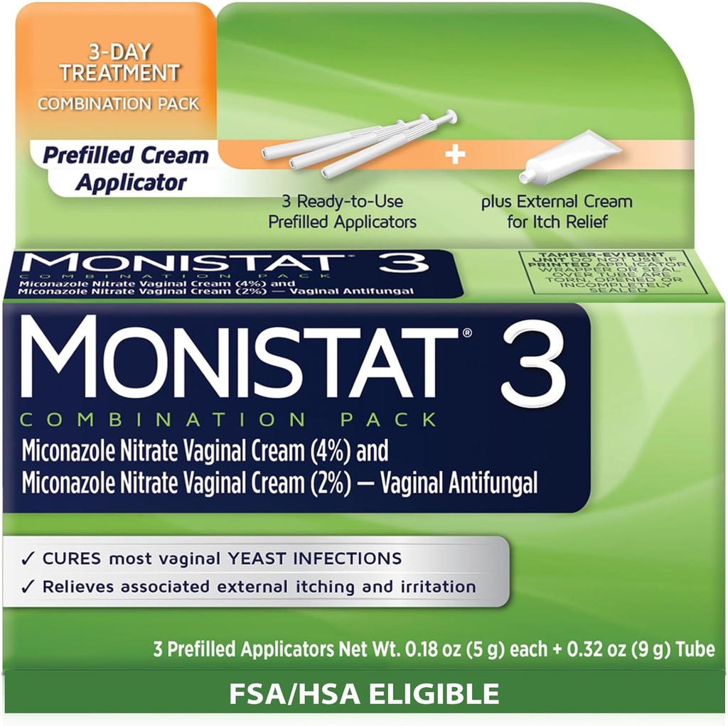 Monistat 3 zile Tratamentul infectiei ureice pentru femei, 3 Miconazol aplicatoare pre-filled Cream & Monistat extern anti-Itch Cream Bundle