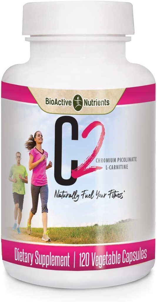 BioActive Nutrients C2-Chromium Picolinat cu L-Carnitina pentru a ajuta metabolismul grăsimilor și carbohidraților - 120 Capsule vegetale - Nu conservanți