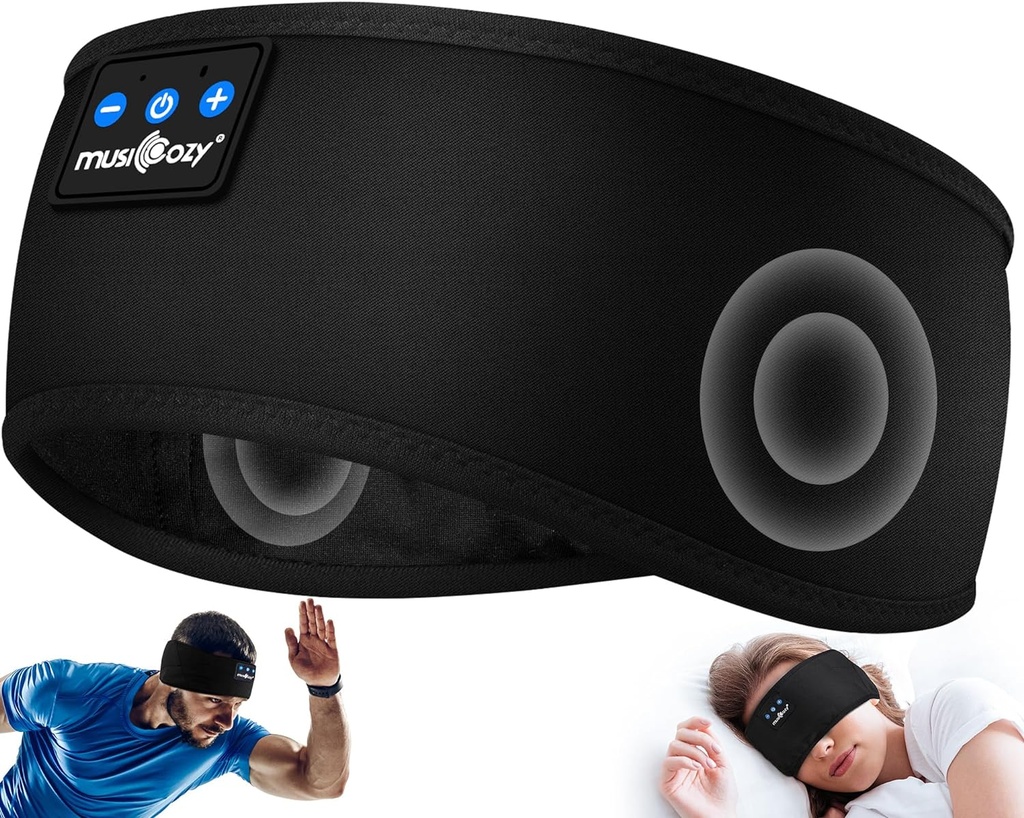 MUSICOZY Căști de somn Bluetooth 5.4 Banda de cap, Sporturi Căști fără fir transpirație căști rezistente de dormit cu Ultra-Thin HD Stereo Speaker pentru antrenament Rularea Gadget-uri cool Cadouri unice