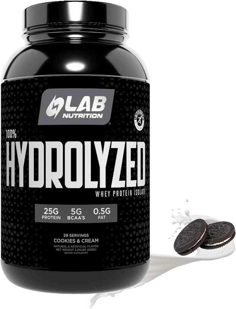 100% Izolat de proteine hidrolizate Whey (2 Lire, cookie-uri și aroma Cream) 25gr de proteine, Build Muscle, Lean musculare de creștere, Digestion Easy, Gluten Free, Lactoză gratuit, Absorbare rapidă.
