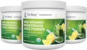 Pulberea de suc de grâu crud a dr. Berg (60 Servings) - USDA Certified Organic Wheatgrass Powder w/ Clorofill, Trace Minerals & Natural Enzymes - Ultra- Concentrated - Lemon Flavor w/ Stevia 3 Pack
