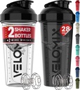 VELOMIX -2 Pack- 28 oz Proteine Shaker Sticle pentru amestecuri de proteine - 2x sârmă Whisk 