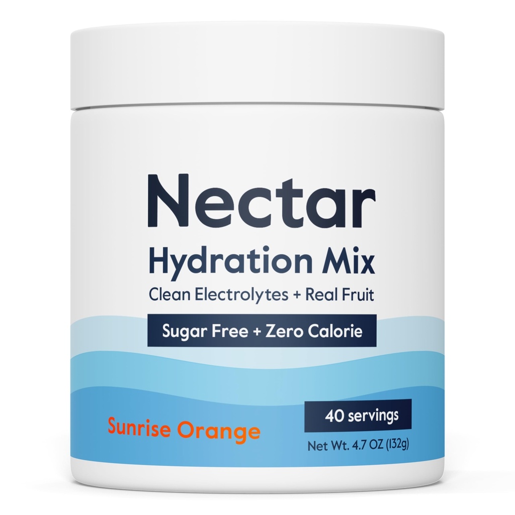 Pudră de Electroliți Nectar fără zahăr - Fructe organice fără zahăr sau calorii - Pulbere de hidratare pentru ajutor de deshidratare și rehidratare rapidă - Keto și Paleo (Orange 40 Serving Tub)