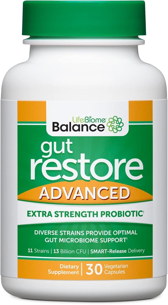 Dr. Drew Sinatras LifeBiome Gut Restaurare avansat, Putere maximă Microbiome Probiotic cu botanice fermentate, 11 Multi Strains, 30 Capsule once-Daily, Vegetarian, Soy-, Dairy-, şi Gluten Free