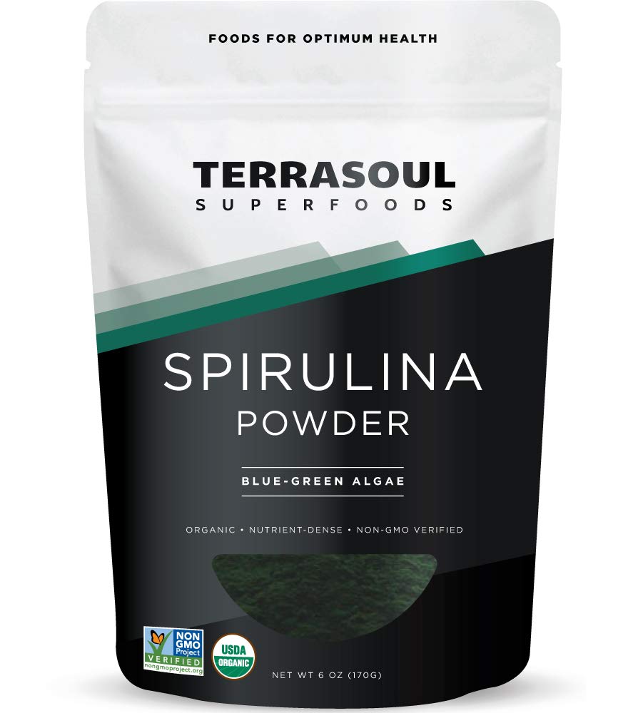Terrasoul Superfoods Organic Spirulina Powder, 6 Oz, Proteina Vegana, Green Superfood Boost pentru Smoothies, Detoxifiere Elixirs, și suport imunitar