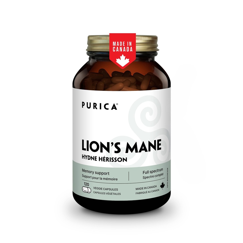 PURICA - Lion's Mane Micronized Ciuperci, 120 Vegan Capsules 60-Day Supply - Promovează Cognitive Health - Non-GMO și Gluten-Free - Focus and Memory Support - Brain Health and Enhance Digestion