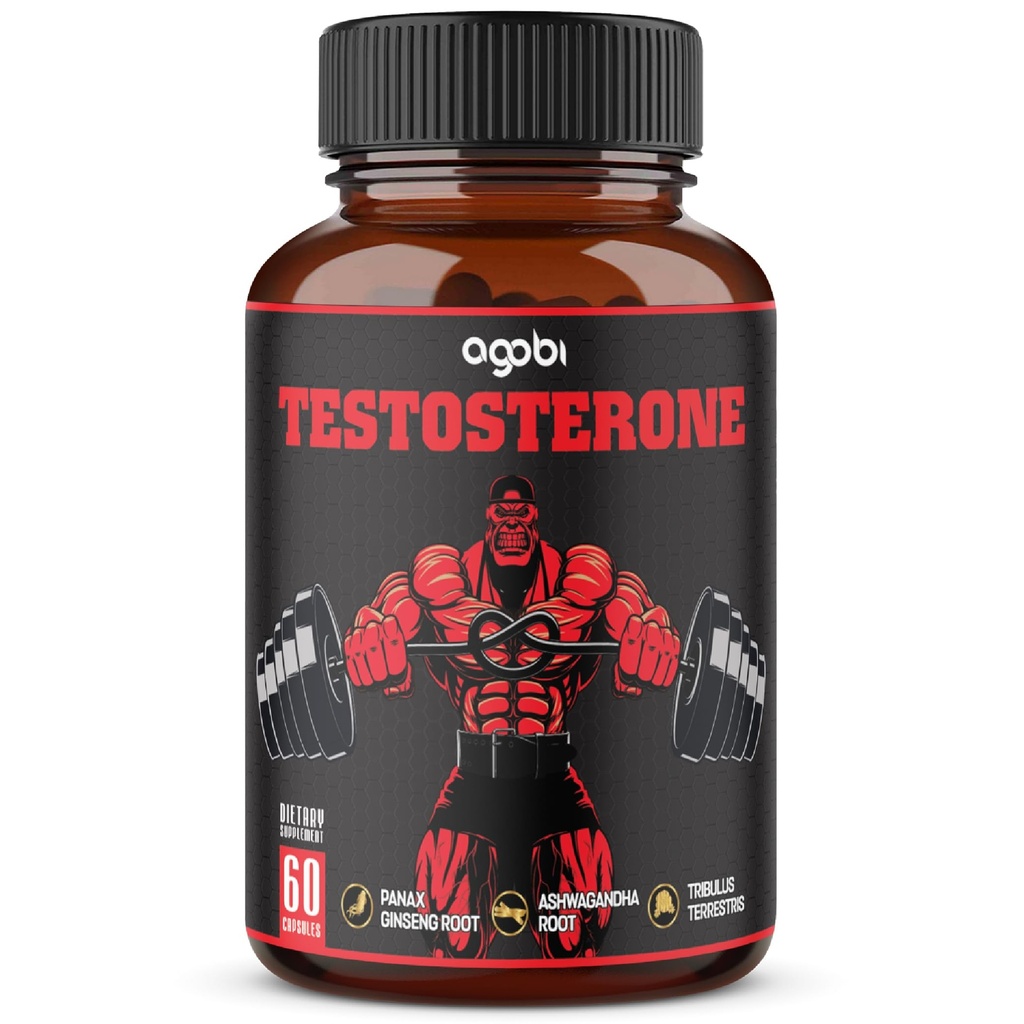 agobi Testosteron Supliment pentru bărbaţi - 11 Herbs - Ashwagandha, Tribulus, Ginseng & More - 60 Capsule pentru 1 lună