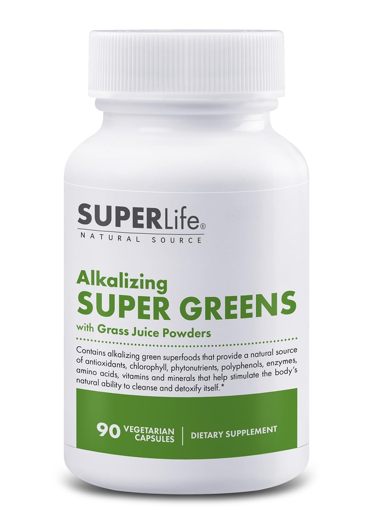 100% Organic Alkalising Super Verzi - Superfood w/Alfalfa, Orz și grâu Iarba, Matcha & Chlorella - Sursa naturală de Phytonutrients & Clorofill 