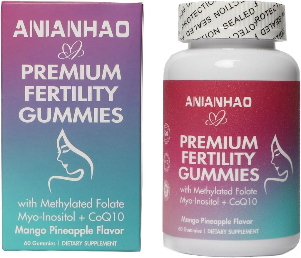 Gume de fertilitate premium pentru femei, gume de echilibru feminin Premium, cu Inositol, CoQ10, Folate și vitamine, suport Hormon echilibru, Ovulație / Ciclu menstrual, 1 lună de aprovizionare