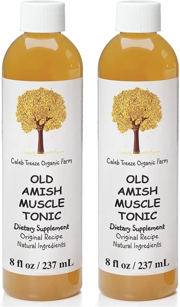 Caleb Treeze Old Amish Muscle Tonic 8 oz, Leg Cramps Relief, Picior Cramps Relief, Picioare fără odihnă, Crampe musculare & Spasm Ajutor - Pachet de 2