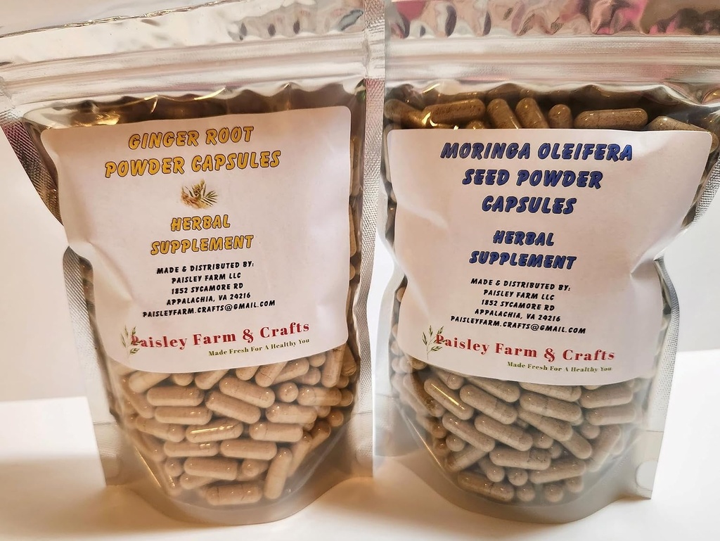 Roșcove Root Moringa Pachete de valoare a capsulei de frunze și semințe (Rădăcină ghimbir + semințe de Moringa) - Supliment vegetal