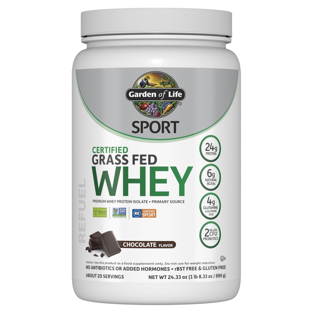 Gradina de viata Sport Whey Proteine pulbere Ciocolata, Premium Grass Fed Whey Proteina Izolat Plus Probiotice pentru sistemul imunitar Sănătate, 24g Proteina, Non OMG, Gluten gratuit, procesat la rece - 20 Serviri