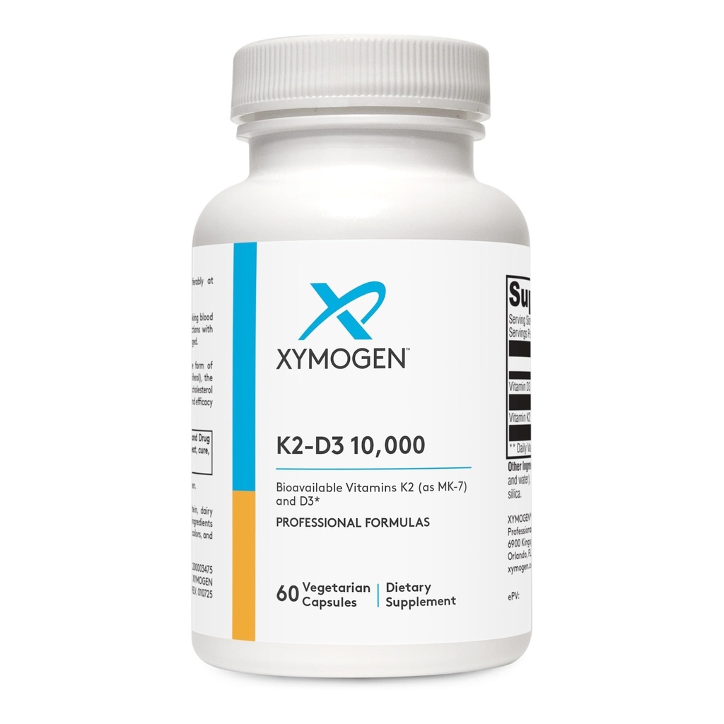 XYMOGEN K2-D3 10000 - Vitamina D3 K2 Suplimentul pentru suport imunitar, osos şi cardiovascular* - Negomo, gluten-free, vegetarian - 60 capsule