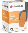 Bandaje adezive flexibile din tesatura cu pad non-stick, Latex gratuit, Ingrijire rana pentru Kit de prim ajutor, 2" x 4" (Box de 100)