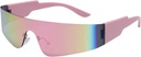 Nebun Feng Trendy Rimless Futurist Wrap în jurul ochelari de soare Femei,Cyberpunk Visor ochelari de soare Shades ochelari de moda