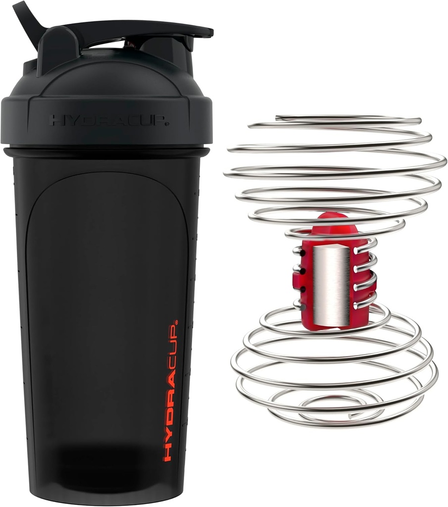 Shaker putere HydraCup w/Weighted Whisk, 28oz - Mixare mai rapidă, Mai puțină agitare necesară, Shake-gratuit Proteine, Shaker Cup (polipropilenă, negru)