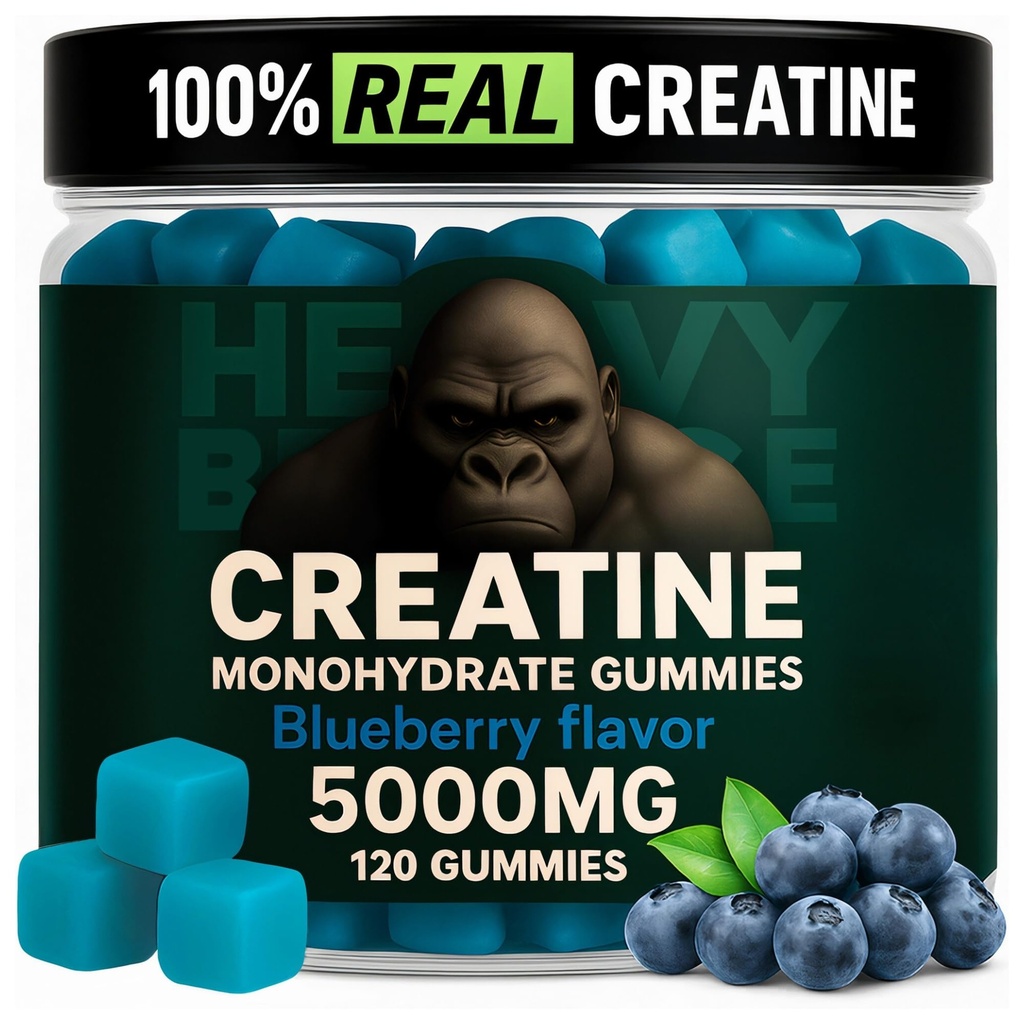 Creatine Monohidrat Gummie pentru barbati si femei 5000mg - afine, 120 Conte pentru 30 Serviri 