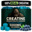 Creatine Monohidrat Gummie pentru barbati si femei 5000mg - afine, 120 Conte pentru 30 Serviri 