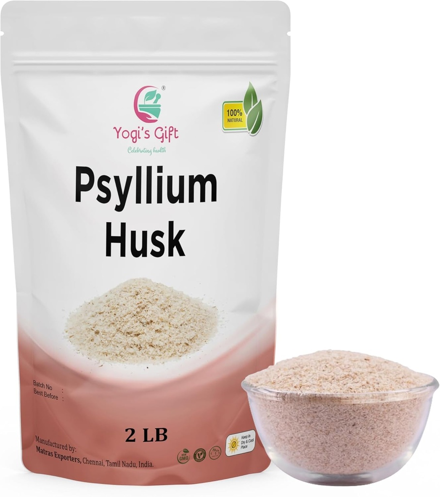 Psyllium Husk Whole 2 lb (32Oz), Utilizați în Smoothies, Cooking și coacerea, Nearomat, Teren fin, 100% Natural, Non OMG, de Yogi's Gift®