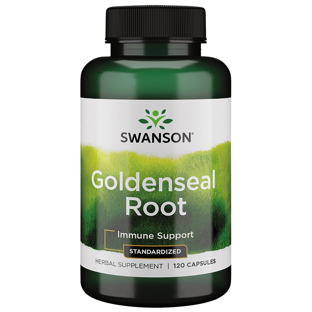 Swanson Goldenseal Root - Herbal Supplement Promoving Immune Support and Global Wellness - Caracteristici Goldenseal Root Extract Standardizat la minim 5% Total Alcaloizi - (120 Capsule, 125mg Fiecare)