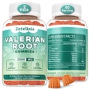 2 Pack Organic Valerian Root Gummies, Natural Calm pentru a ajuta la relaxare, Herbal Supplement for Mood Support, Melatonin Free, Non-GMO, Gluten Free, Vegan, Green Grape Flavor, 120 Conte