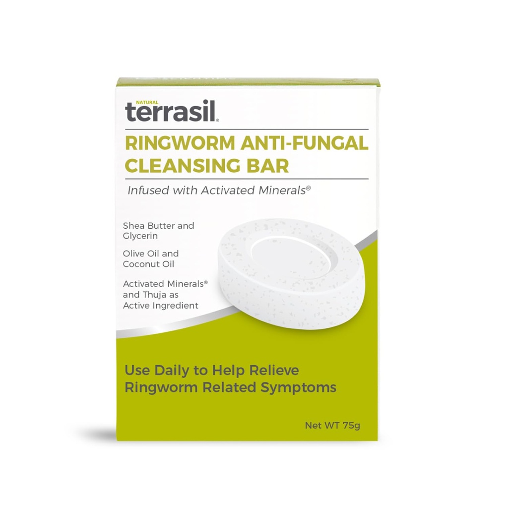 terrasil Antifungic Ringwom Soap (75g) Ring Worm Soap Bar cu ingrediente naturale Featuring Nuca de cocos ulei & Shea Unt, Ringworm Tratamentul pentru oameni Skin Antifungic Soap, Dermatolog testat