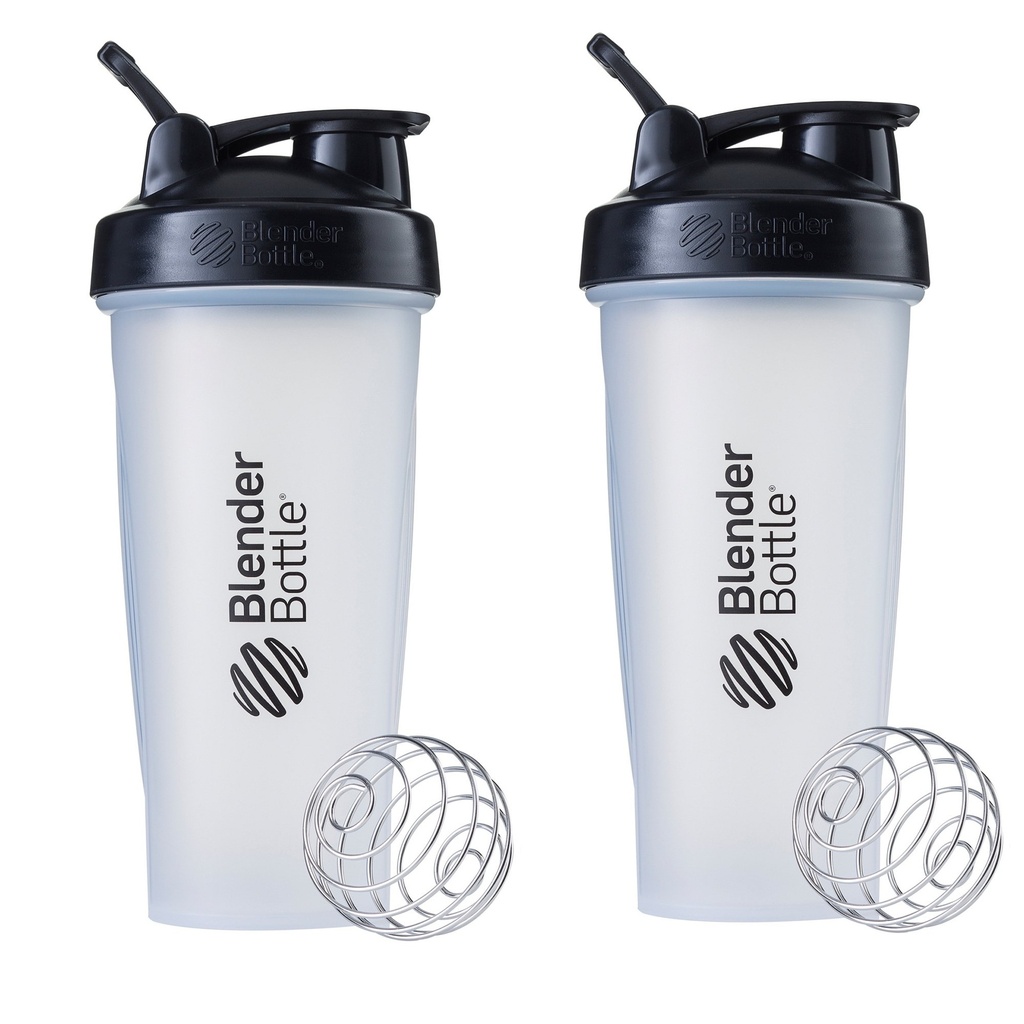 BlenderBottle Sticla de Shaker Classic Perfect pentru Shake-uri de proteine și antrenament pre, 28oz,Clear/Black (Pachet de 2)