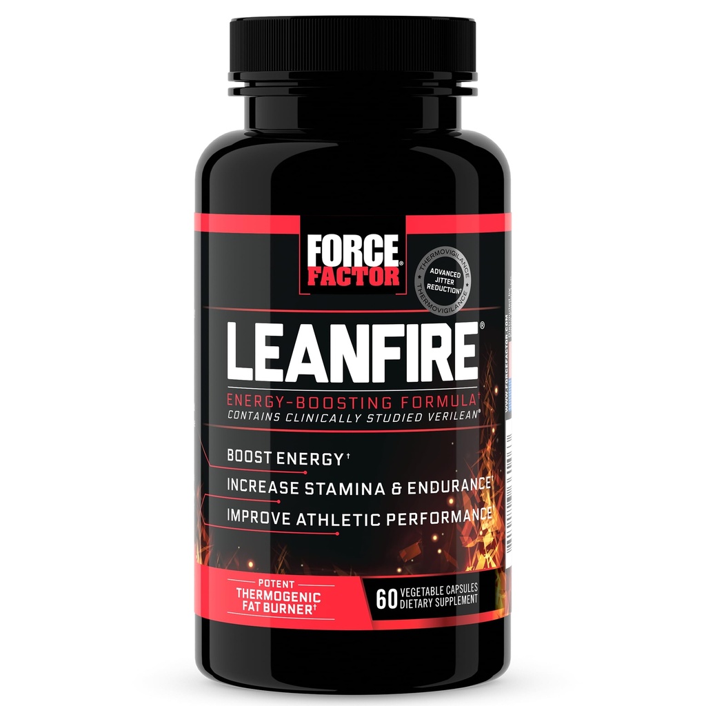 Force FACTOR LeanFire Pre Pastile de antrenament de energie cu extract de ceai verde și cofeina pentru a crește energia, construi lean musculare, negru, 60 Conte (pachet de 1), pachet mai Vary
