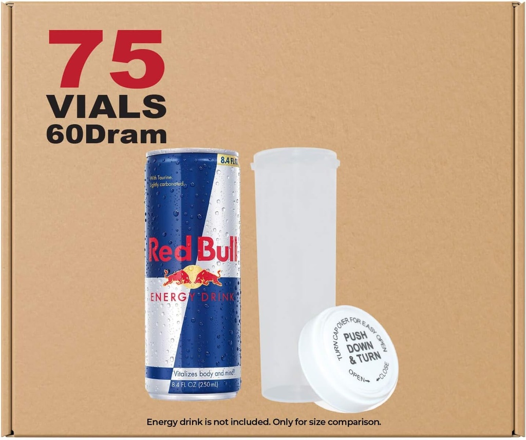 Galerie 75 Clear 60 Drama Capac reversibil - Flacoane cu miros etanș - plastic de grad medical de prescriptie sticlute pentru pastile plante aromatice Suplimente, vrac pachet, nu borcane de sticlă