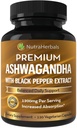Ashwagandha Supliment Made with Premium Ashwaganda Root Powder 1200mg with Black Pepper Extract for Intensed Absorbtion - 120 Vegi Capsule