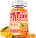Calcium Magnesium Zinc Gummies with D3 &B6 &K2,1000mg Calcium Gummies with 300mg Magnesium Support Immune Energy for Adults and Teens,Sugar Free(60 Count)