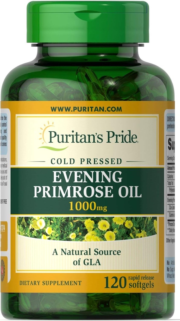 Puritani Mândria de seară Primrose ulei 1000 Mg cu Gla, 120 Conte