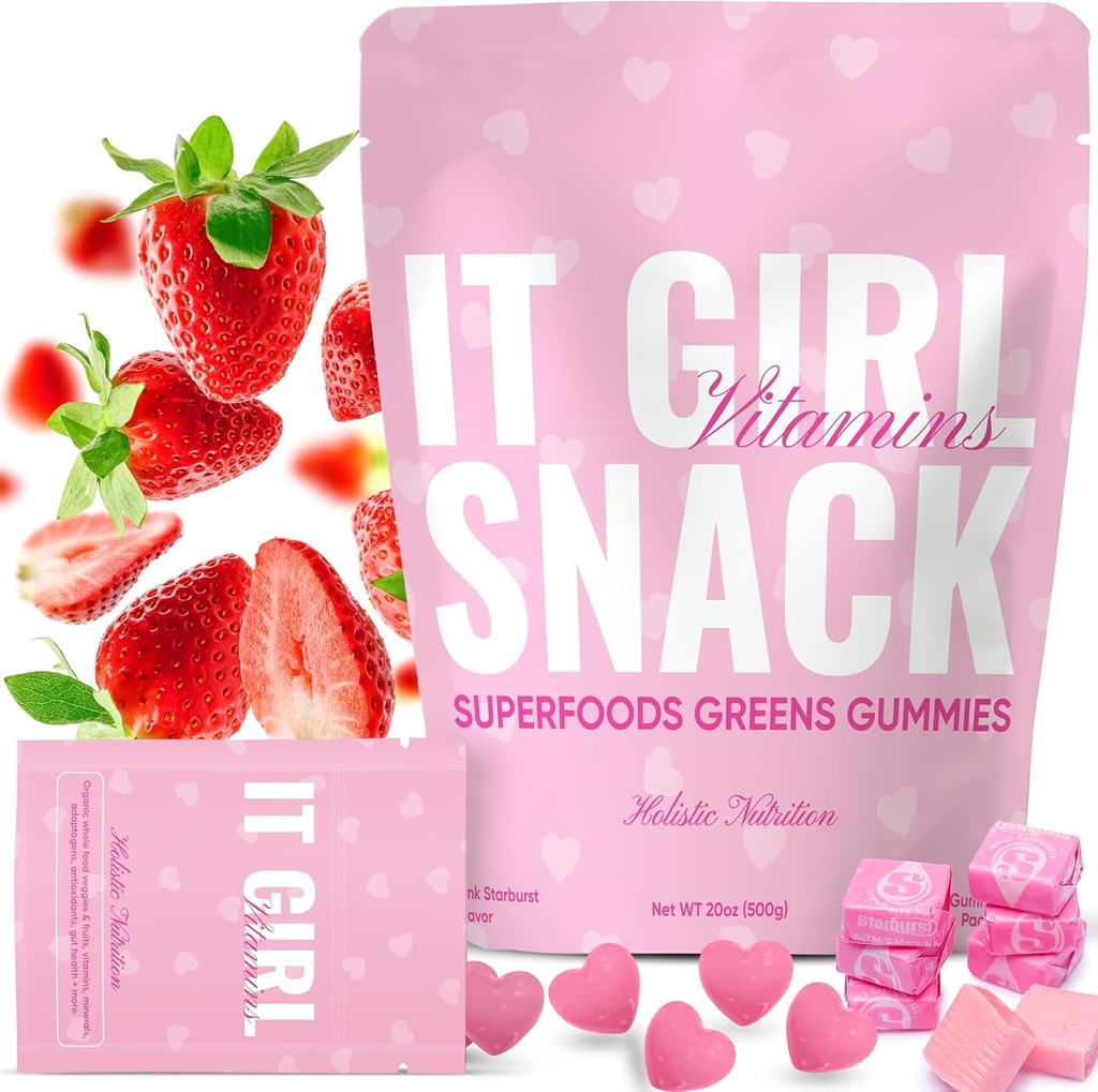 Sanatos Snacks pentru adulti - Zilnic Super Greens Gumries, Multivitamine Superfood Gummy Bears, Spirulina, Chlorella, Prebiotics & Fiber pentru Digestive Health, Adaptogens Supplement, 20 Vitamine & Minerale