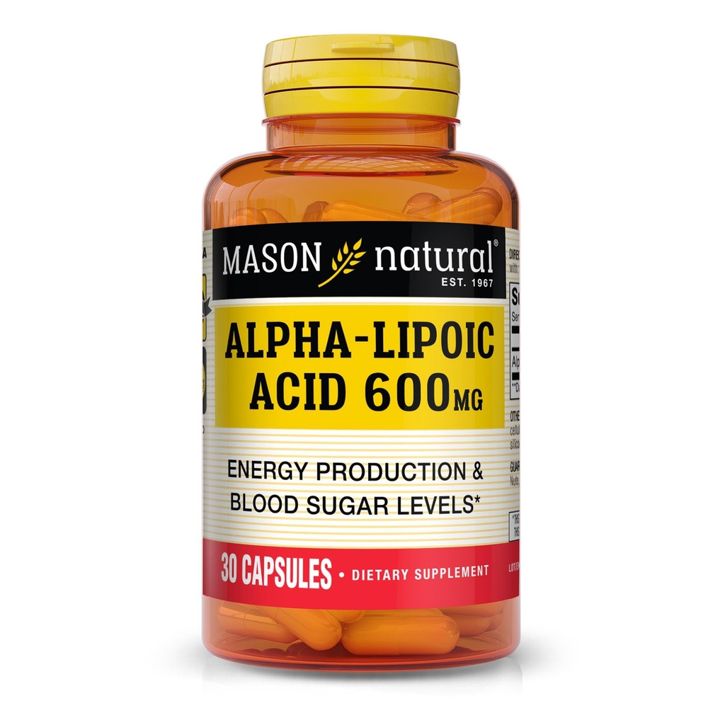 MASON NATURAL Alpha Acid lipoic 600 mg per Serving, Gluten Free ALA Supliment, 30 capsule