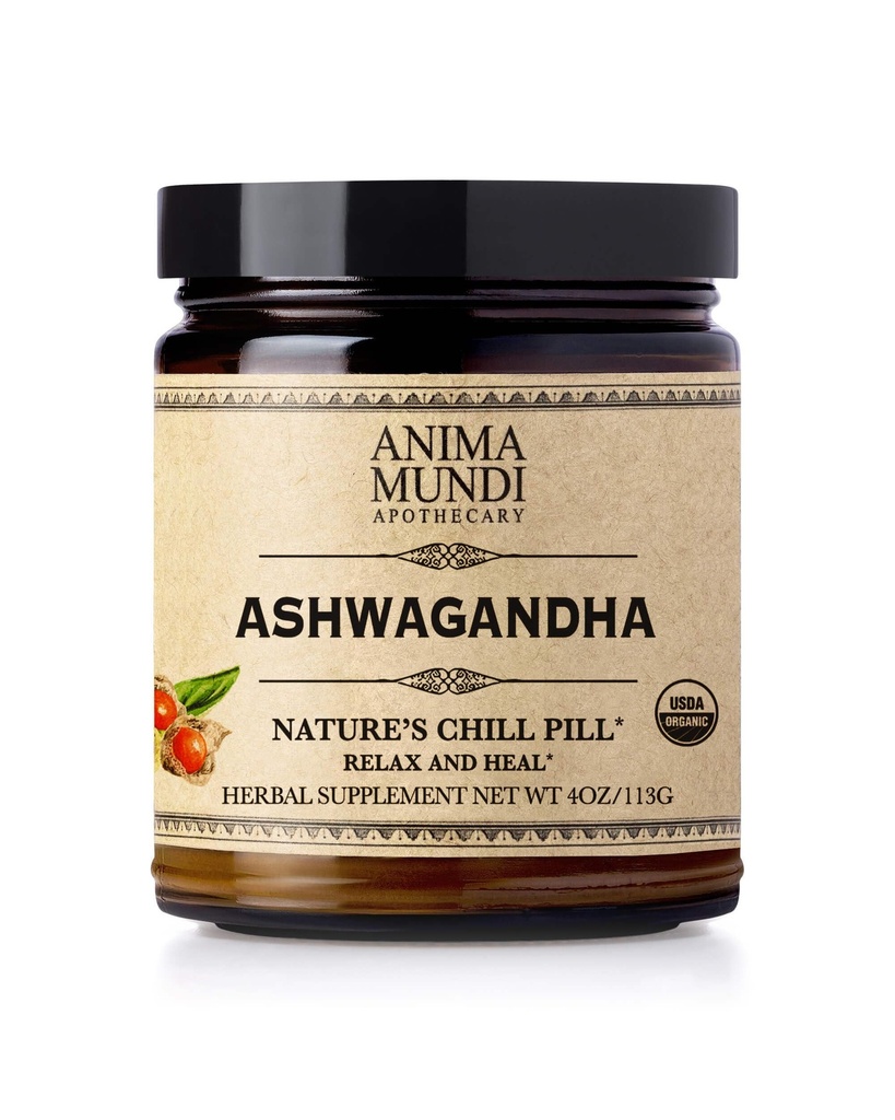 Anima Mundi Ashwagandha Powder - organic Ashwagandha Root Powder Sursat din India - Cunoscut ca Indian Ginseng Root Powder - calmant Suplimentul Herbal - Adauga la Ceai, Cafea & Mai mult (4oz / 113g)