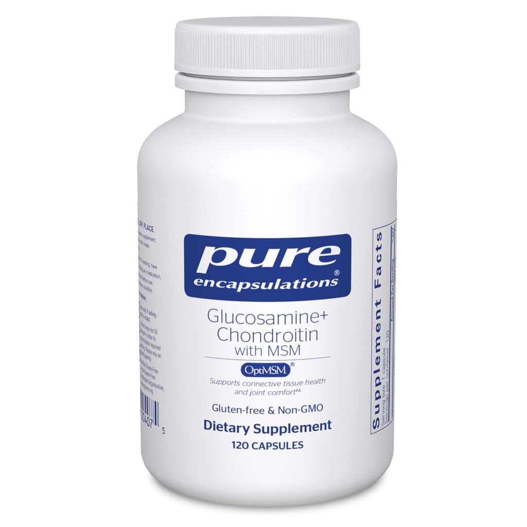 Încapsularea pură Glucosamină Chondroitin cu MSM - susţine formarea în comun de sănătate şi cartilaj normal * - menţine activitatea enzimatică - gluten-fără GMO - 120 capsule