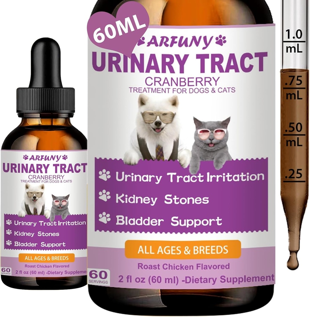 Cat & Dog Infecție cu tractul urinar Tratamentul - Suport Bladder, Rinichi și Incontinență - Suplimentul Cranberry pentru pisici și câini - UTI Suplimentul pentru animale de companie - Suport rinichi de companie - Aroma de pui prăjit