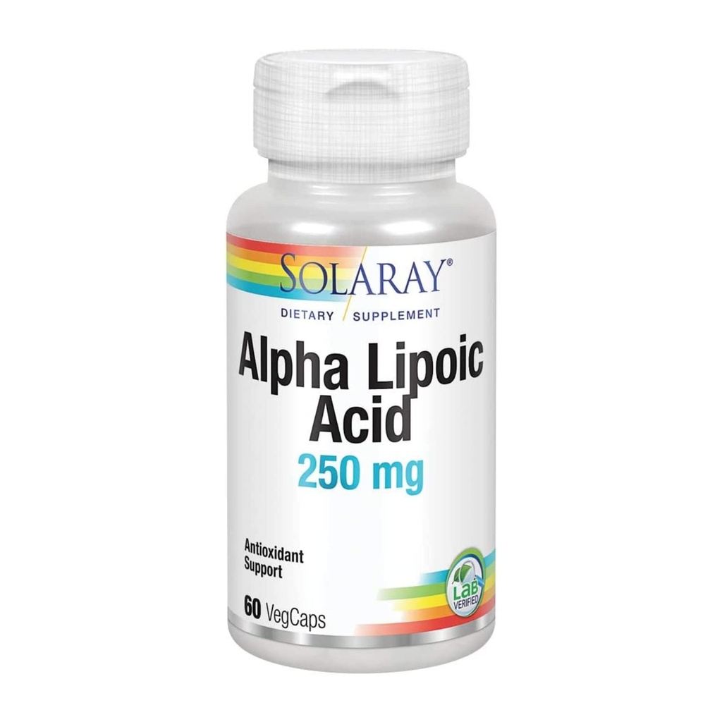 SOLARAY Alpha Acid lipoic 250 mg - 60 VegCaps - Healthy Antioxidant Activity & Energy Support - Non-GMO & Vegan