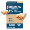 CLIF BUILDers Baruri de proteine - Vanilie Almond Flavor - 20g Proteină pe bază de plante - Gluten gratuit - non-GMO - Glycemic scăzut - Fără îndulcitori artificiali - 2,4 oz. (12 ambalaj)