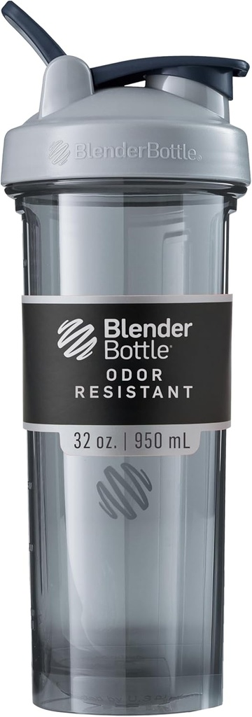 BlenderBottle Shaker Sticle Pro Series Perfect pentru Shake-uri de proteine și antrenament pre, 32-Ounce, Pebble Grey