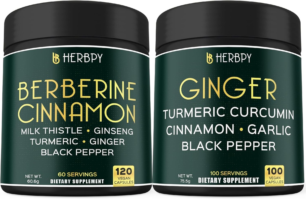 Bundle 7in1 Berberine HCl & 5in1 Ginger Supliment - Suport Imun, Digestie si Heart Health