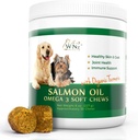 Omega 3 Piele si Coat Chews pentru câini, Dog Somon Suplimentul de ulei pentru ameliorarea durerilor comune, Suport Imun, Suplimente pentru piele si haina pentru câini, Tratamente pentru câini mesteca pentru mancarimi piele de relief, 55 Chews, 8 Oz