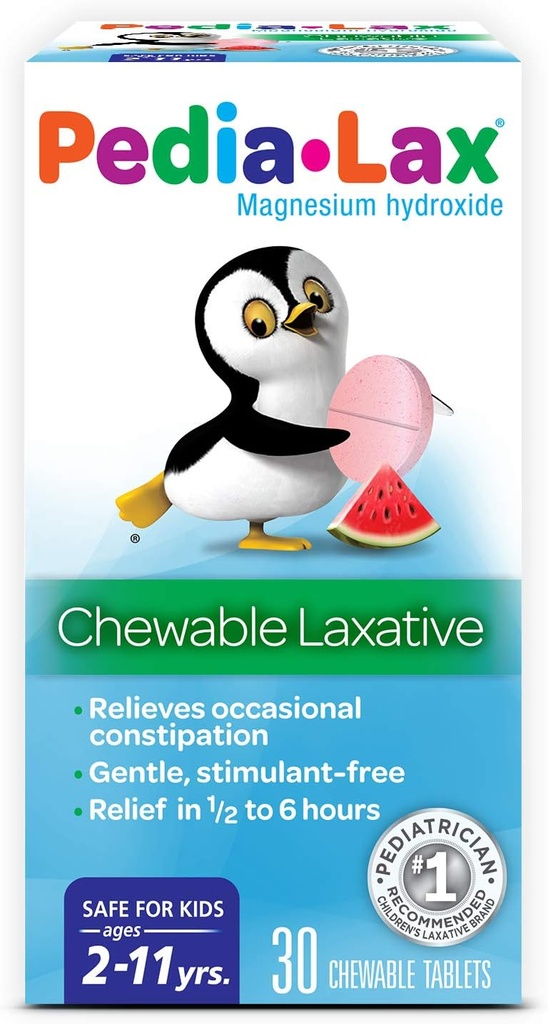 Pedia-Lax Laxative tablete masticabile pentru copii, vârstele 2-11, pepene verde aroma, 30 CT