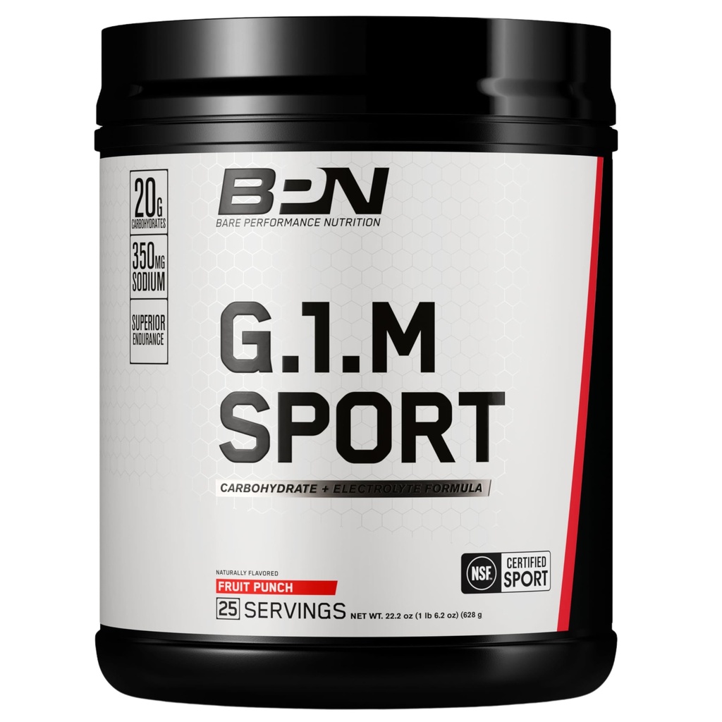 NUTRIŢIE DE PERFORMANŢĂ BARE, BPN G.1.M Du-te încă o dată Sport, Endurance Training Fuel, Superior Carbohidrat & Electrolits pulbere Formula, Reduce oboseala, Punch de fructe, 25 Serviri