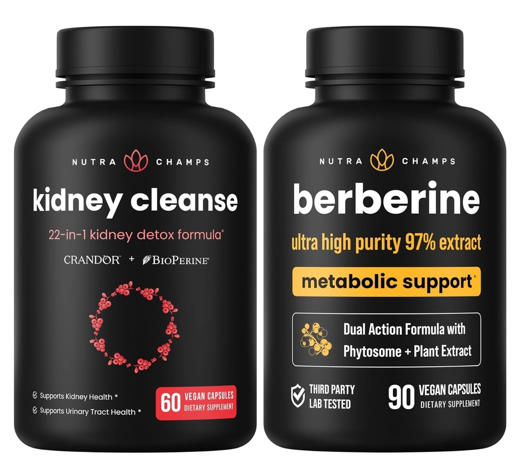 NutraChamps complet Rinichi Sanatate: Berberine & Rinichi Cleanse Duo