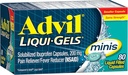 Advil Liqui-Gels Minis Pain Relieiver și Reductor de Febră, Pain Medicine pentru adulți cu Ibuprofen 200mg pentru calmarea durerii - 80 capsule umplute cu lichid