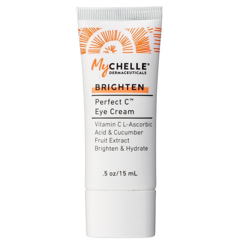MyCHELLE Dermaceuticals Perfect C Crema ochi - Crema ochi pentru cercuri întunecate și pufuri cu vitamine C & celule stem de plante pentru a reduce semnele vizibile de imbatranire, linii fine și riduri, 0.51 Fl Oz (Pachet de 1)