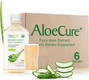AloeCure USDA Organic Aloe Vera Juice Made Within 12 Hrs of Harvest - Pure Aloe Juice Natural Digestive Supplement to Support Digestion, Immune System and Echilibred Stomac Acidity, 6 x 500ml Sticle